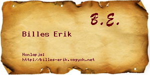 Billes Erik névjegykártya